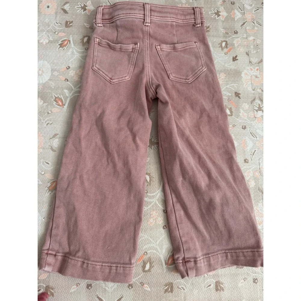 HM Kids Girls Dusty Rose Pink Wide Leg Jeans Toddler Size‎ 3T Stretch Denim
